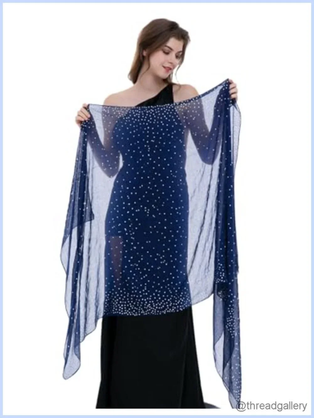 Women's Starry Night Evening Shawl Wrap, Shiny Scarf for Formal Wear,